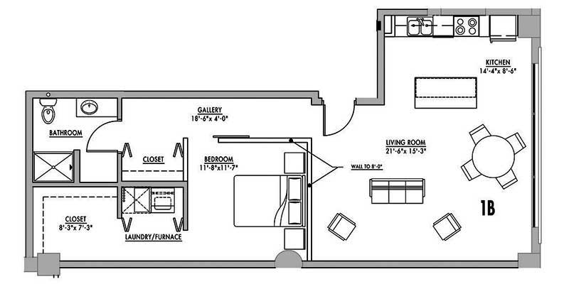 Floor Plan 1b Junior House Lofts