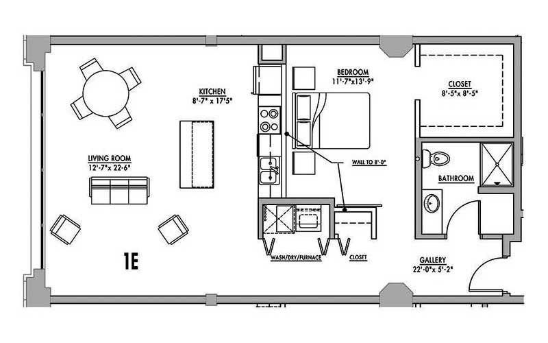 Floor Plan 1e Junior House Lofts