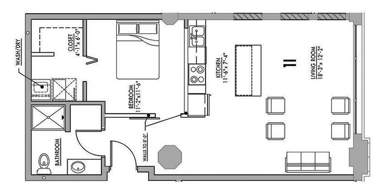 Loft Floor Plan 1L 685 SQ FT