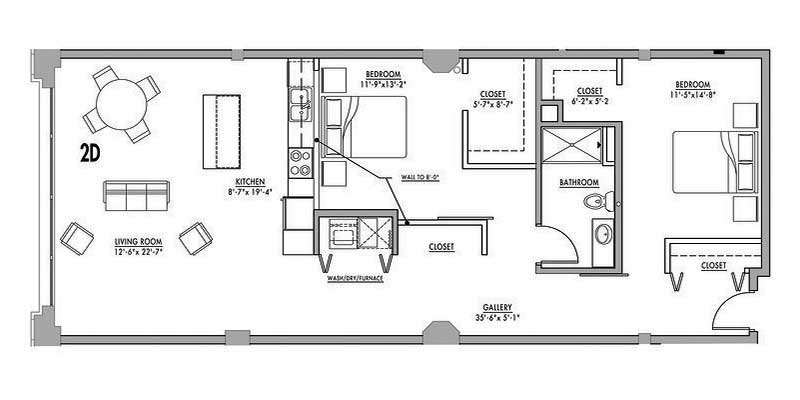 Loft Floor Plan 2D 1284 SQ FT